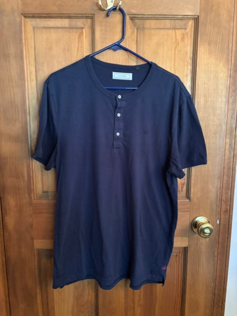 Men’s Five Four Short Sleeve Shirt In Dark Blue Size Large